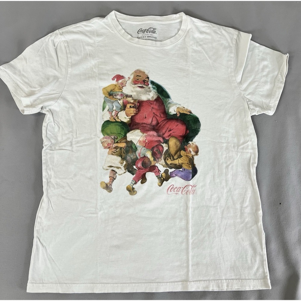Lucky Brand Los‎ Angeles  Coca-Cola Santa Short Sleeve T-Shirt Sz Large